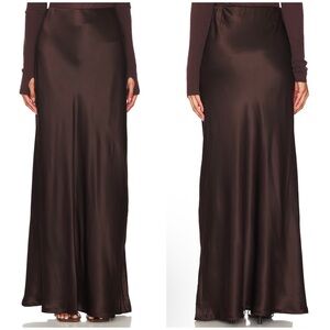 Enza Costa Silk Full Length Skirt in Brown